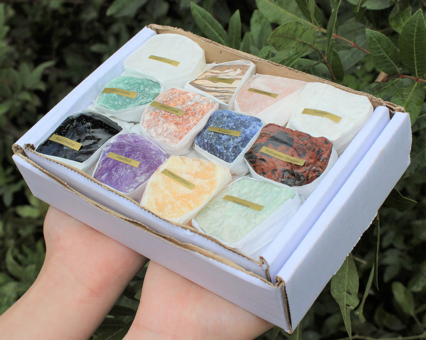 12 Piece Natural Rough Stone Box