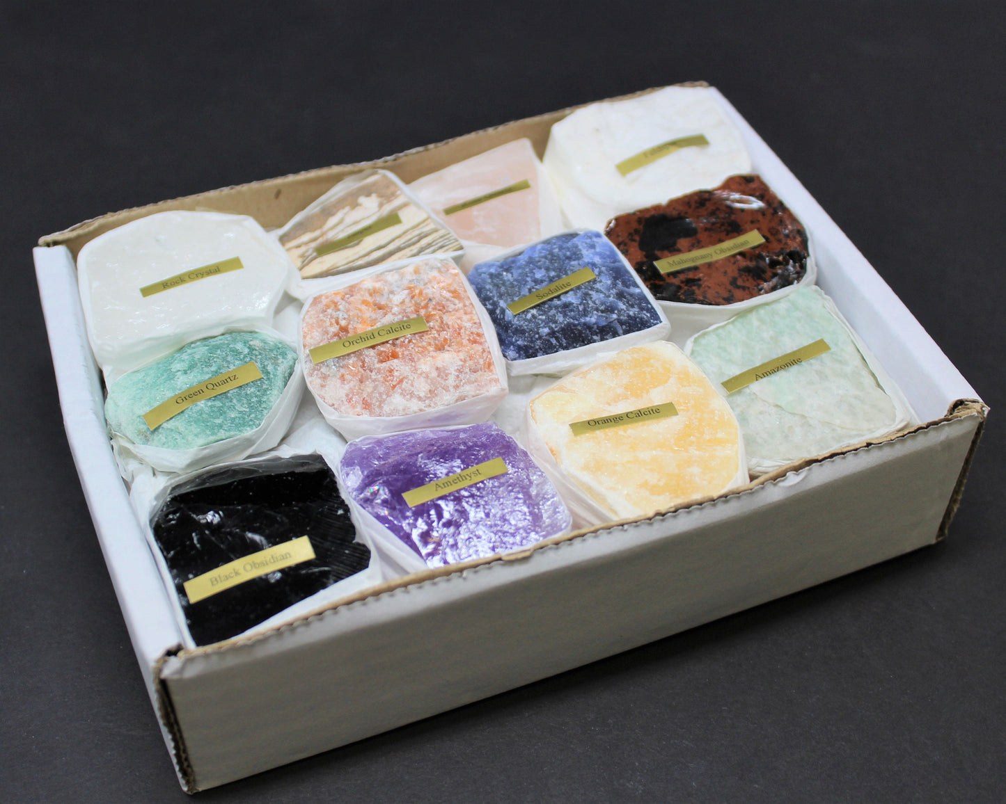 12 Piece Natural Rough Stone Box