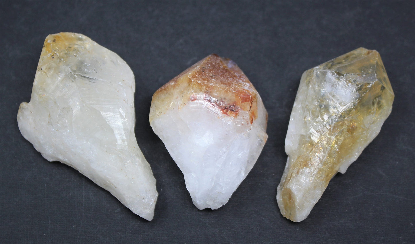 3 Large Citrine Points Crystals Lot