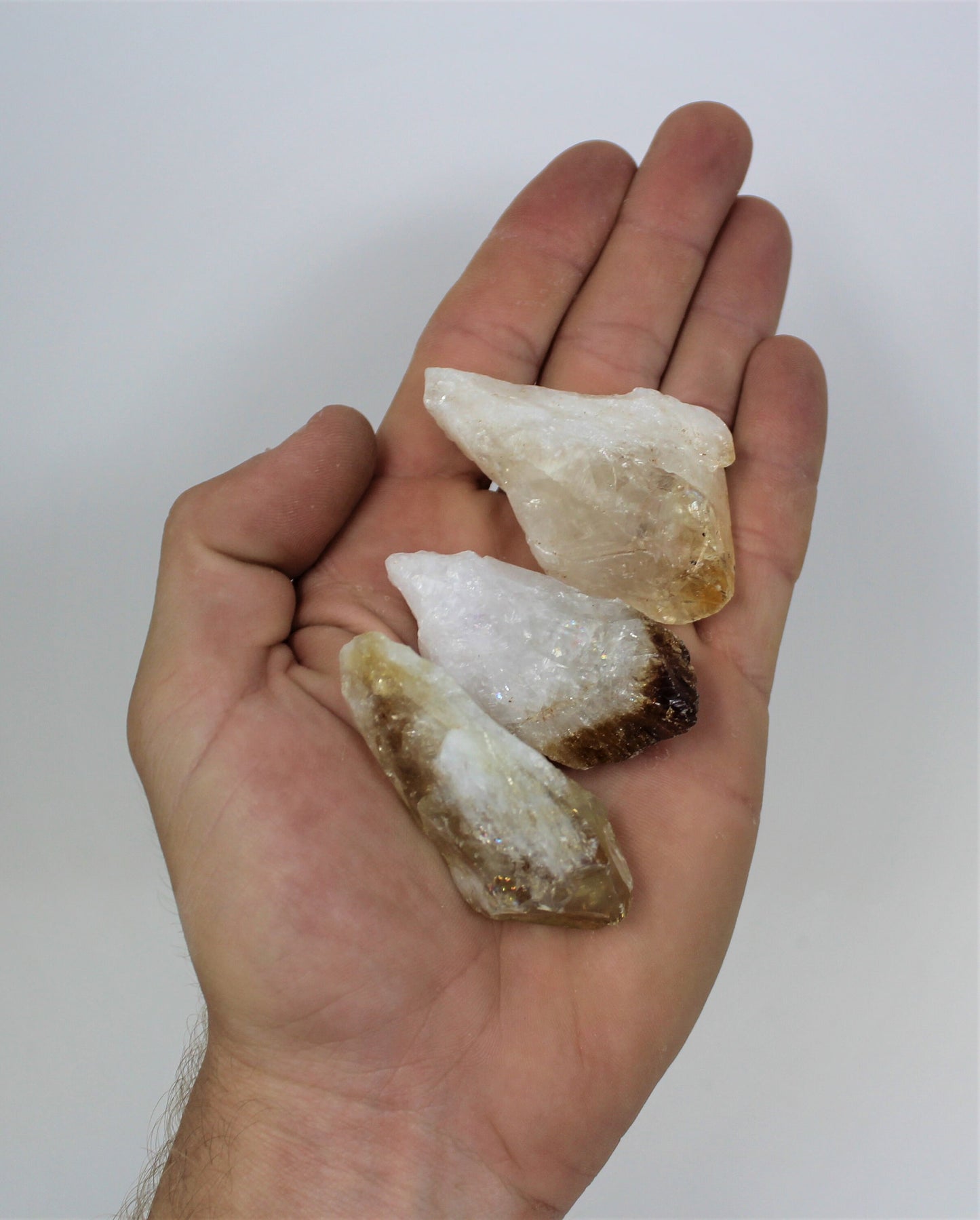 3 Large Citrine Points Crystals Lot
