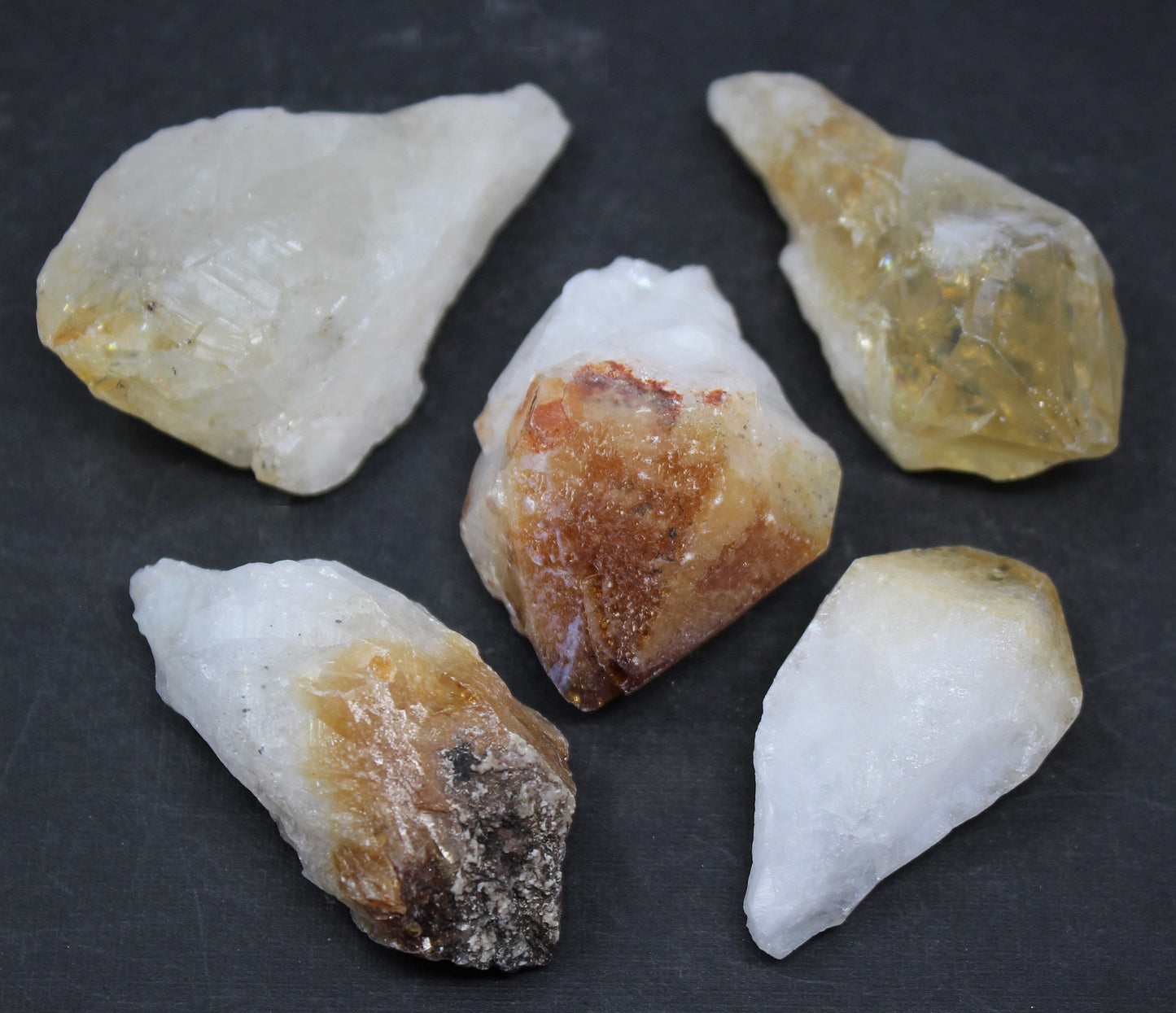 3 Large Citrine Points Crystals Lot