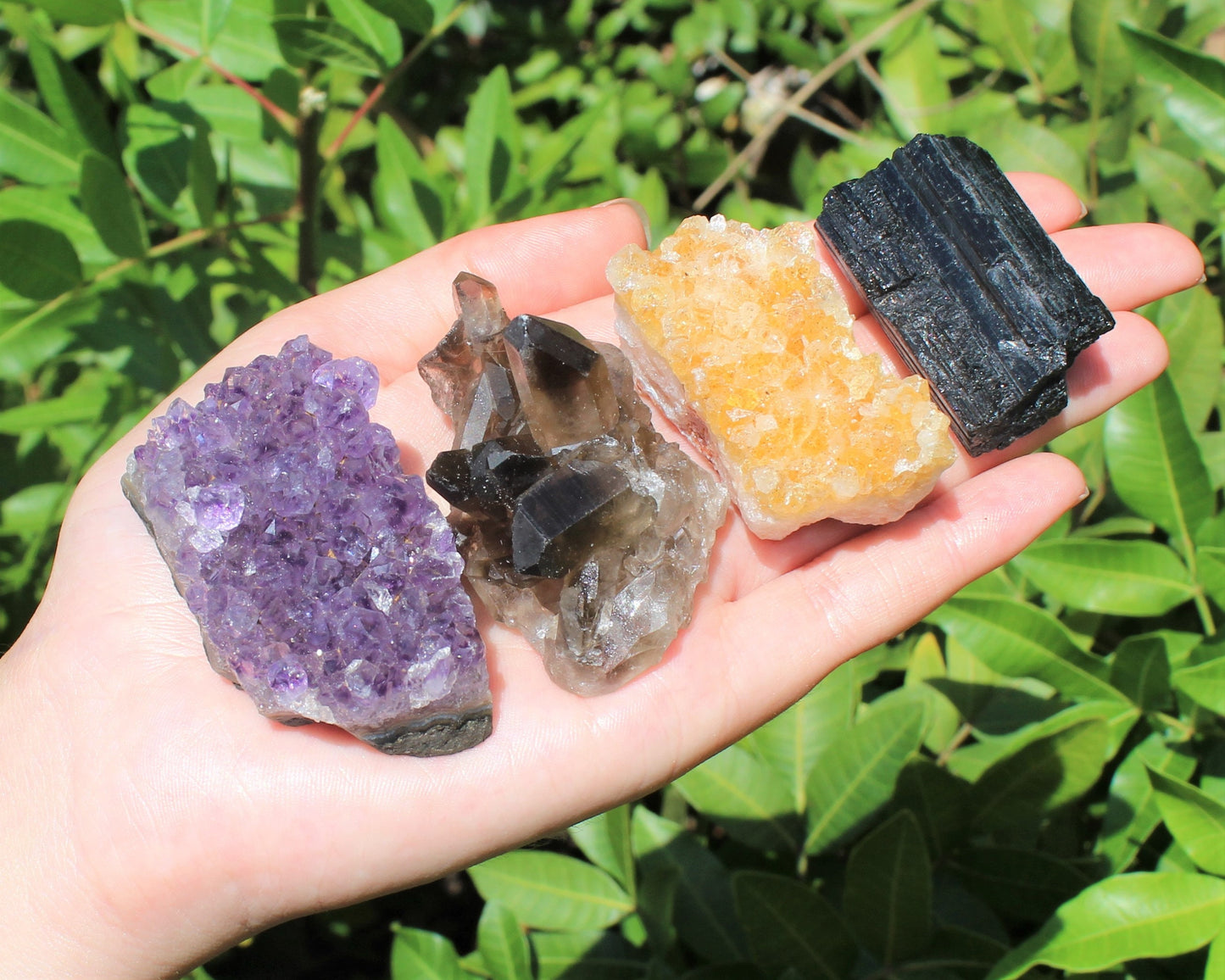 4 Piece Citrine And Amethyst Crystal Clusters