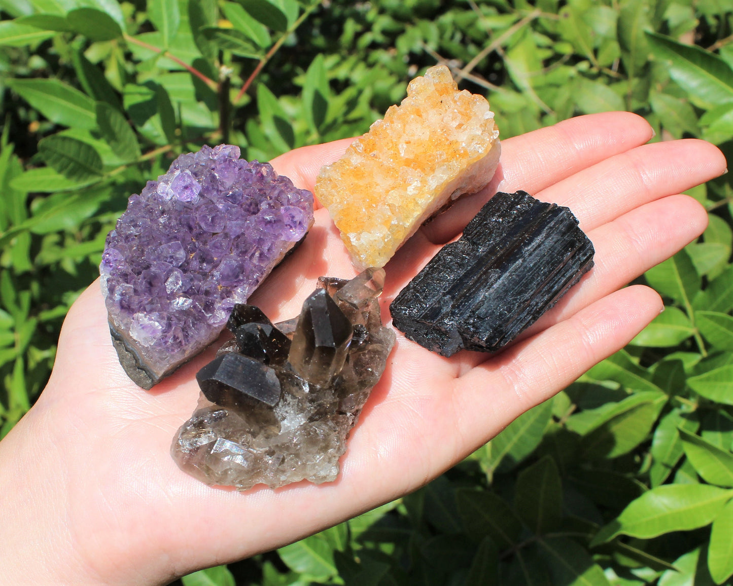 4 Piece Citrine And Amethyst Crystal Clusters