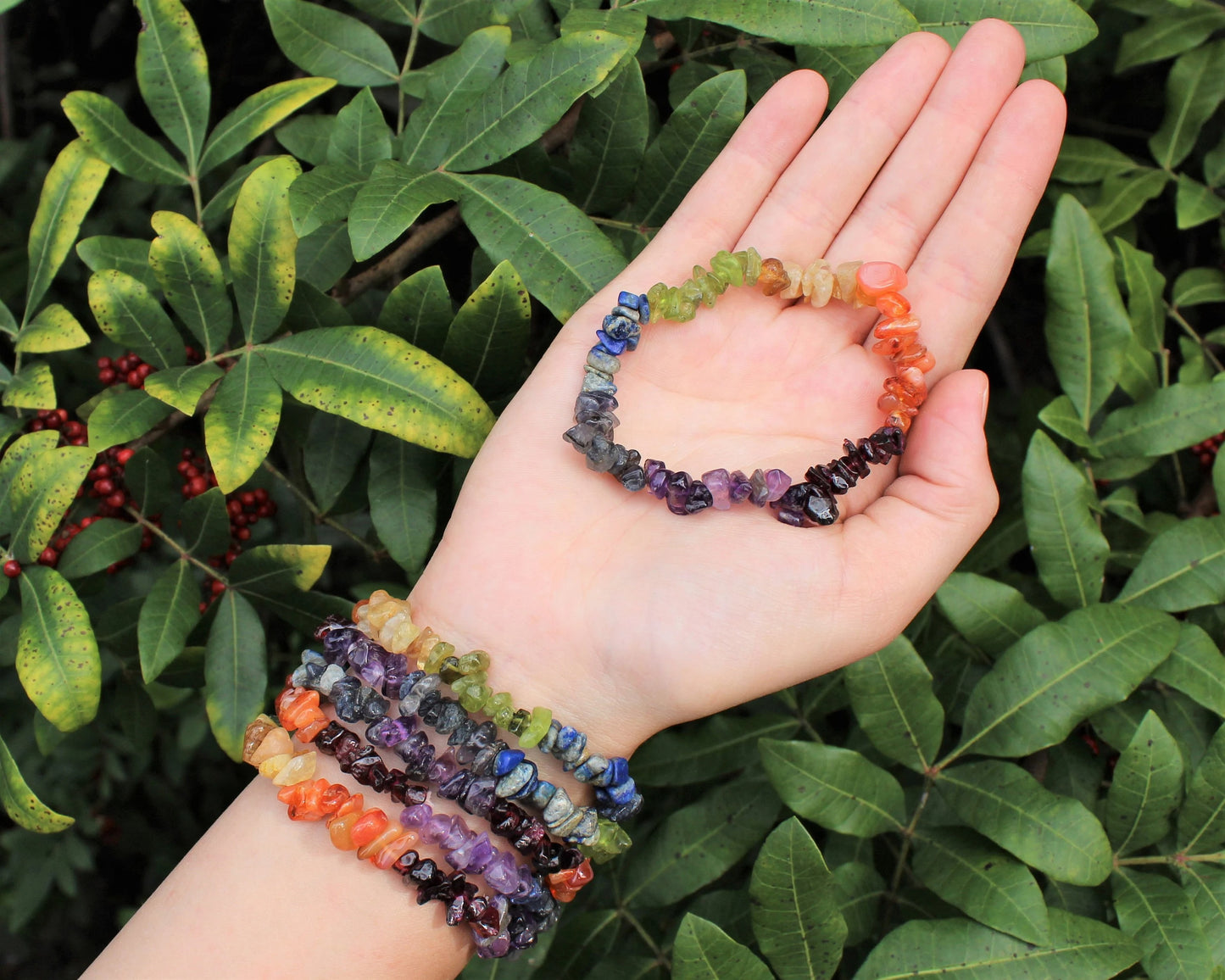 7 Chakra Chip Gemstone Bracelet