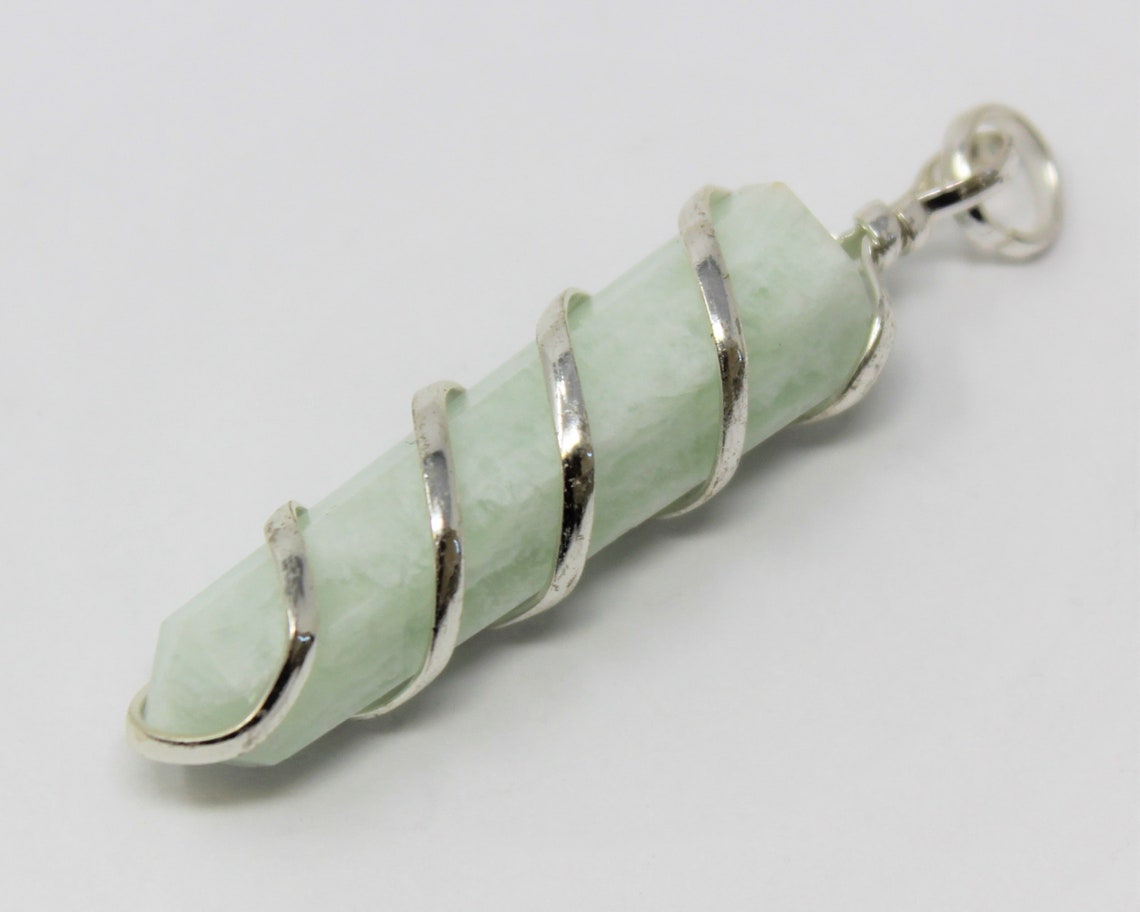 Amazonite Spiral Wire Wrapped Point Pendant
