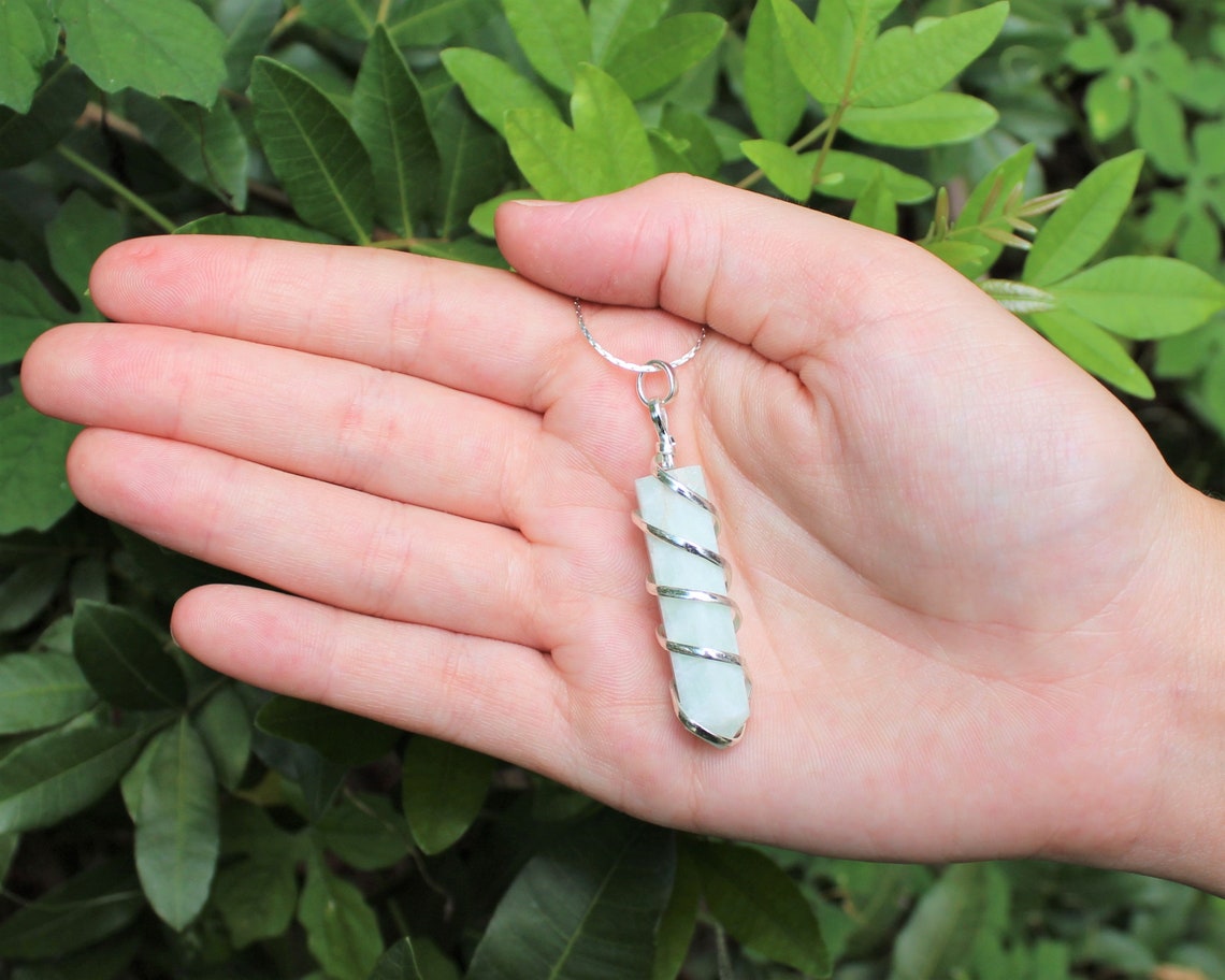Amazonite Spiral Wire Wrapped Point Pendant