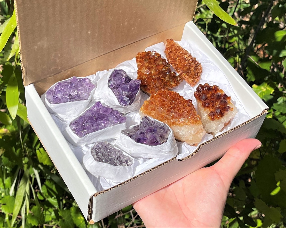 Amethyst And Citrine Crystal Clusters