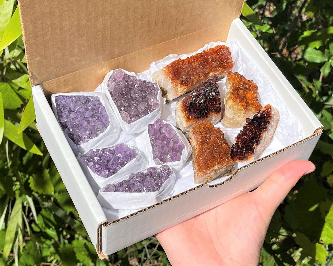 Amethyst And Citrine Crystal Clusters