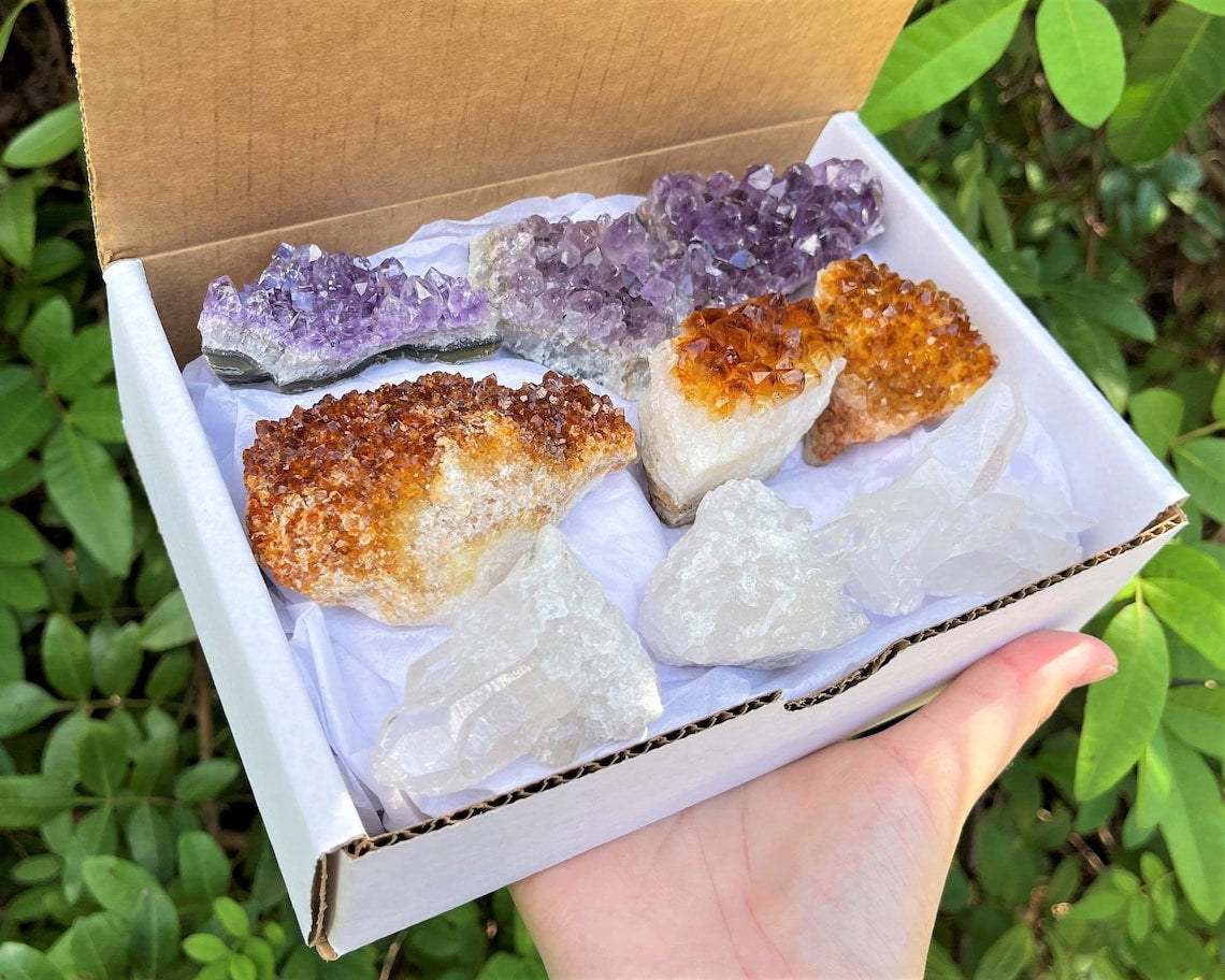 Amethyst Citrine And Crystal Cluster Box