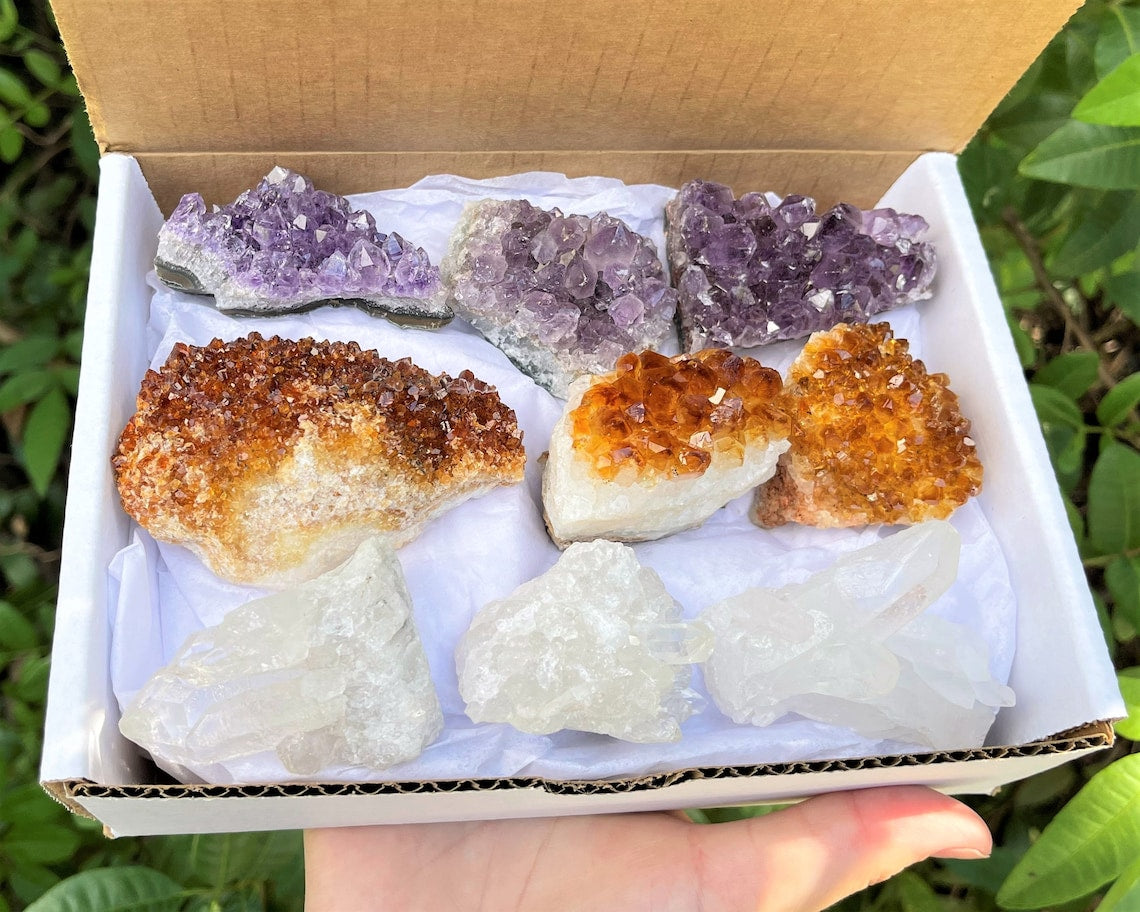 Amethyst Citrine And Crystal Cluster Box