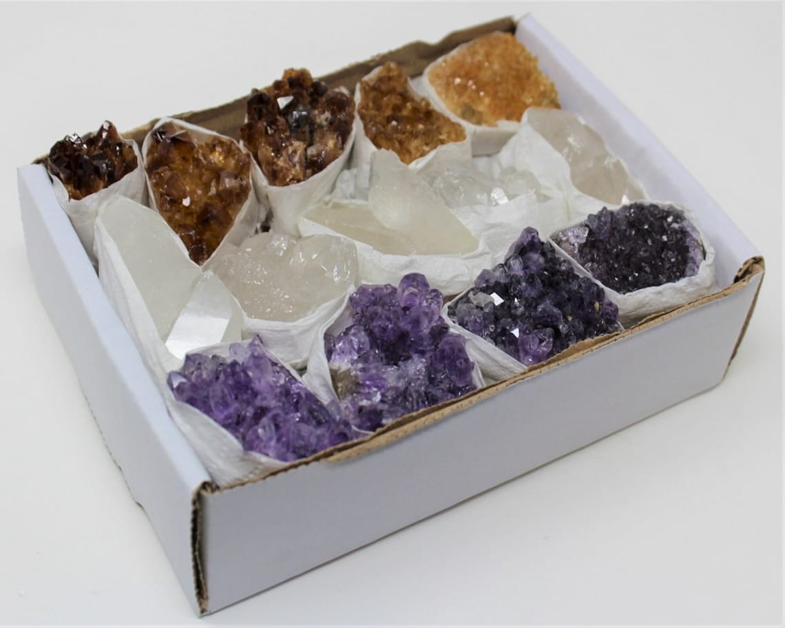 Amethyst Citrine And Crystal Cluster Box