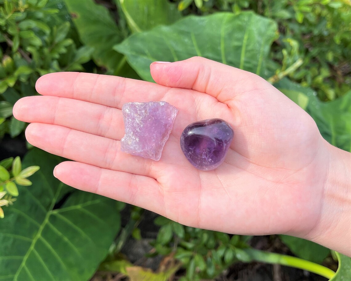 Amethyst Rough Natural And Tumbled Stones Set