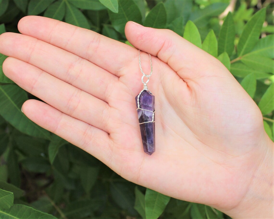 Amethyst Wire Wrapped Point Pendant