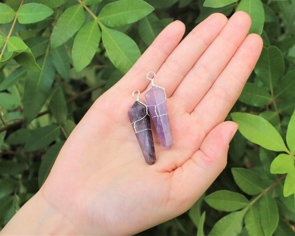 Amethyst Wire Wrapped Point Pendant
