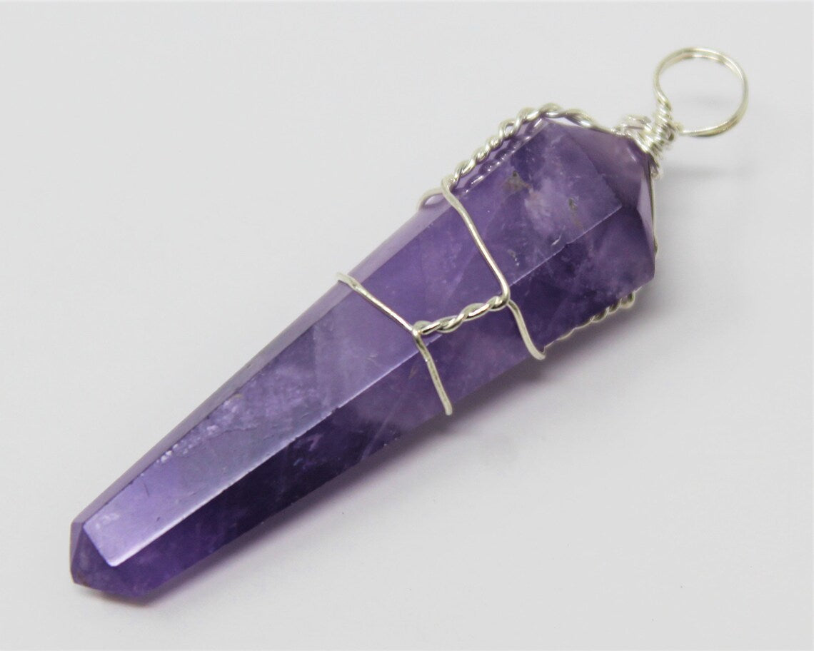 Amethyst Wire Wrapped Point Pendant
