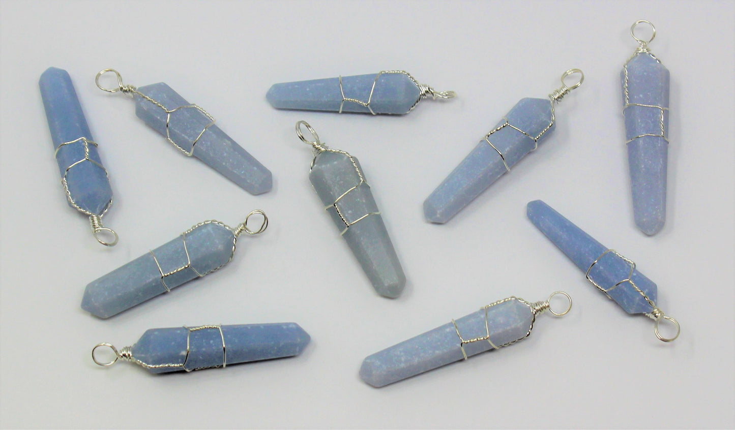Angelite Wire Wrapped Point Pendant