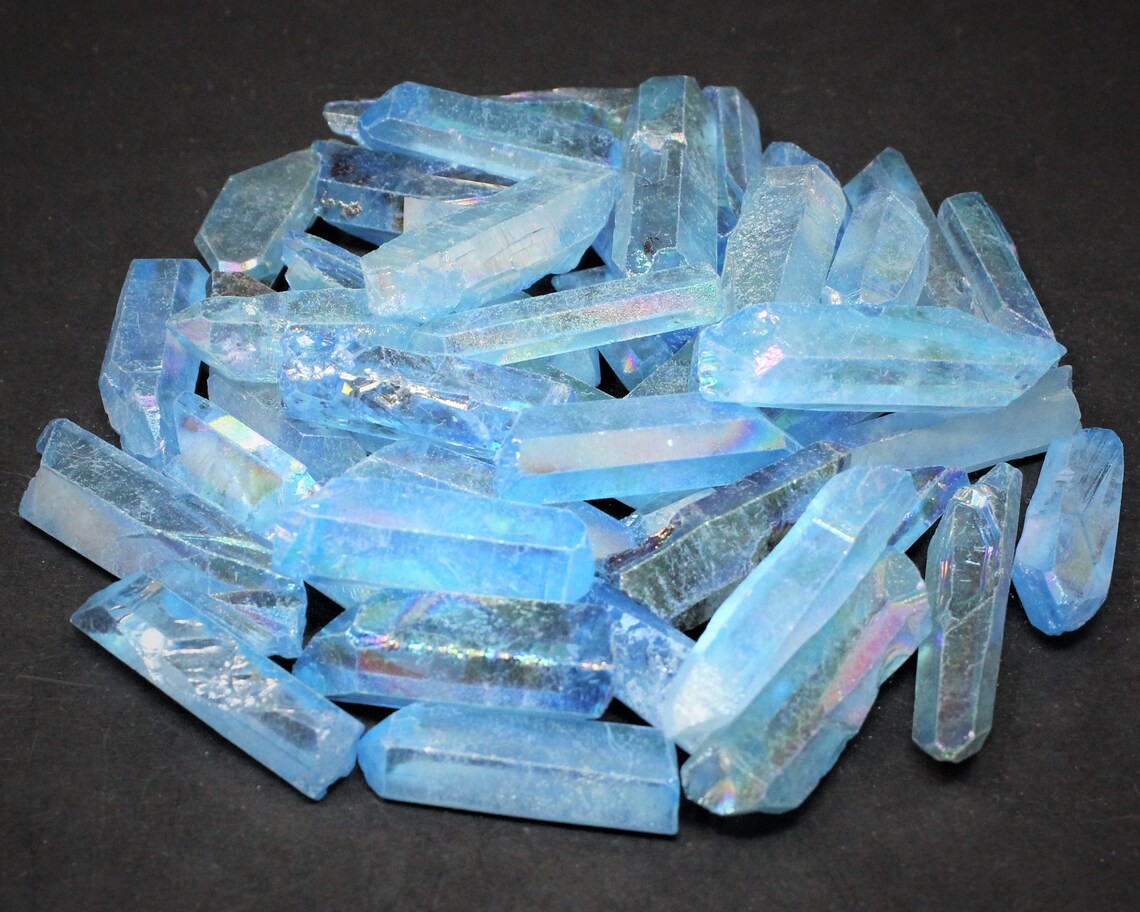 Aqua Aura Quartz Crystal Points