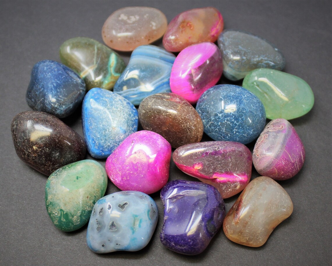 Assorted Large Dyed Agate Bright Tumbled Gemstones