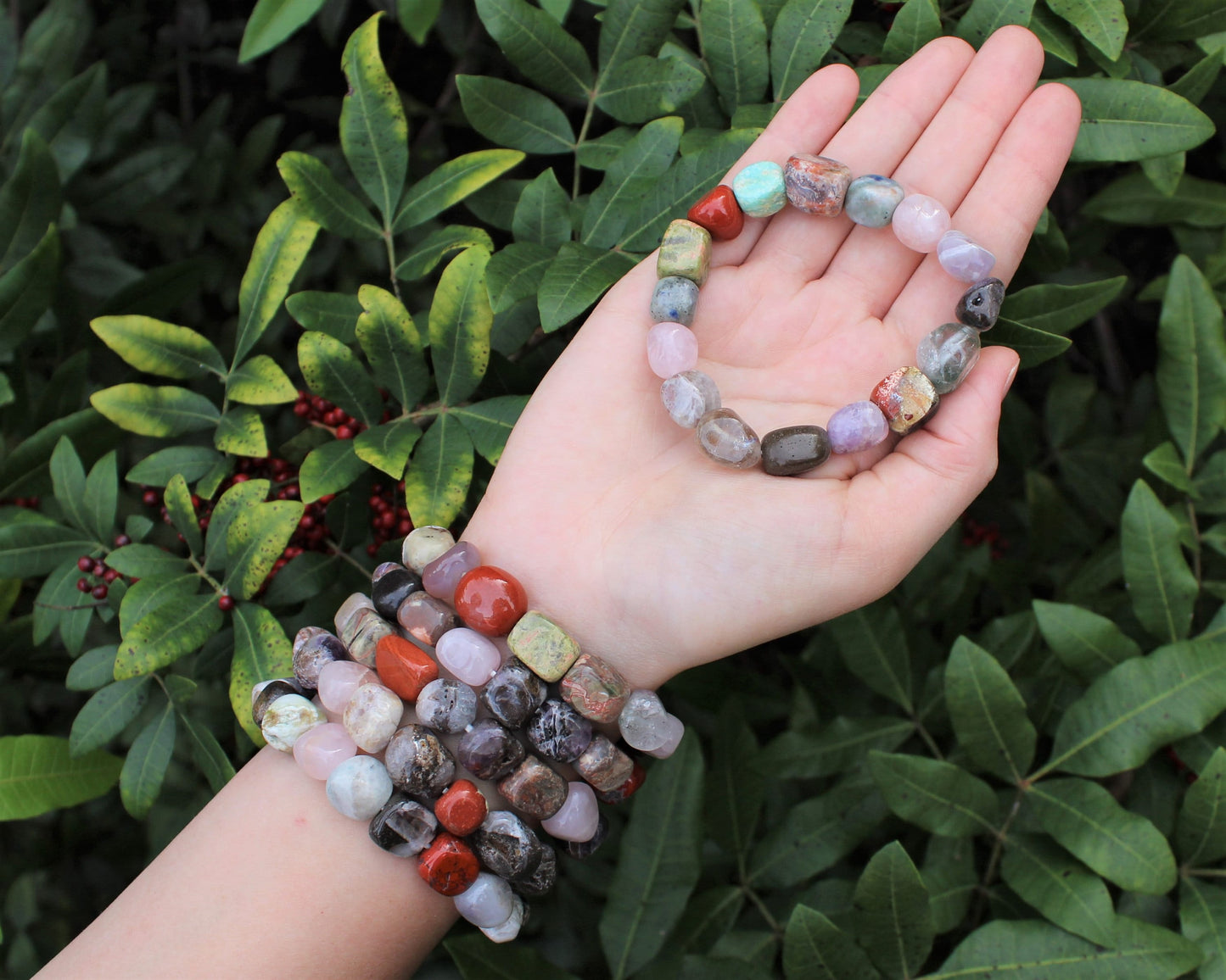Assorted Mixed Tumbled Gemstone Bracelet