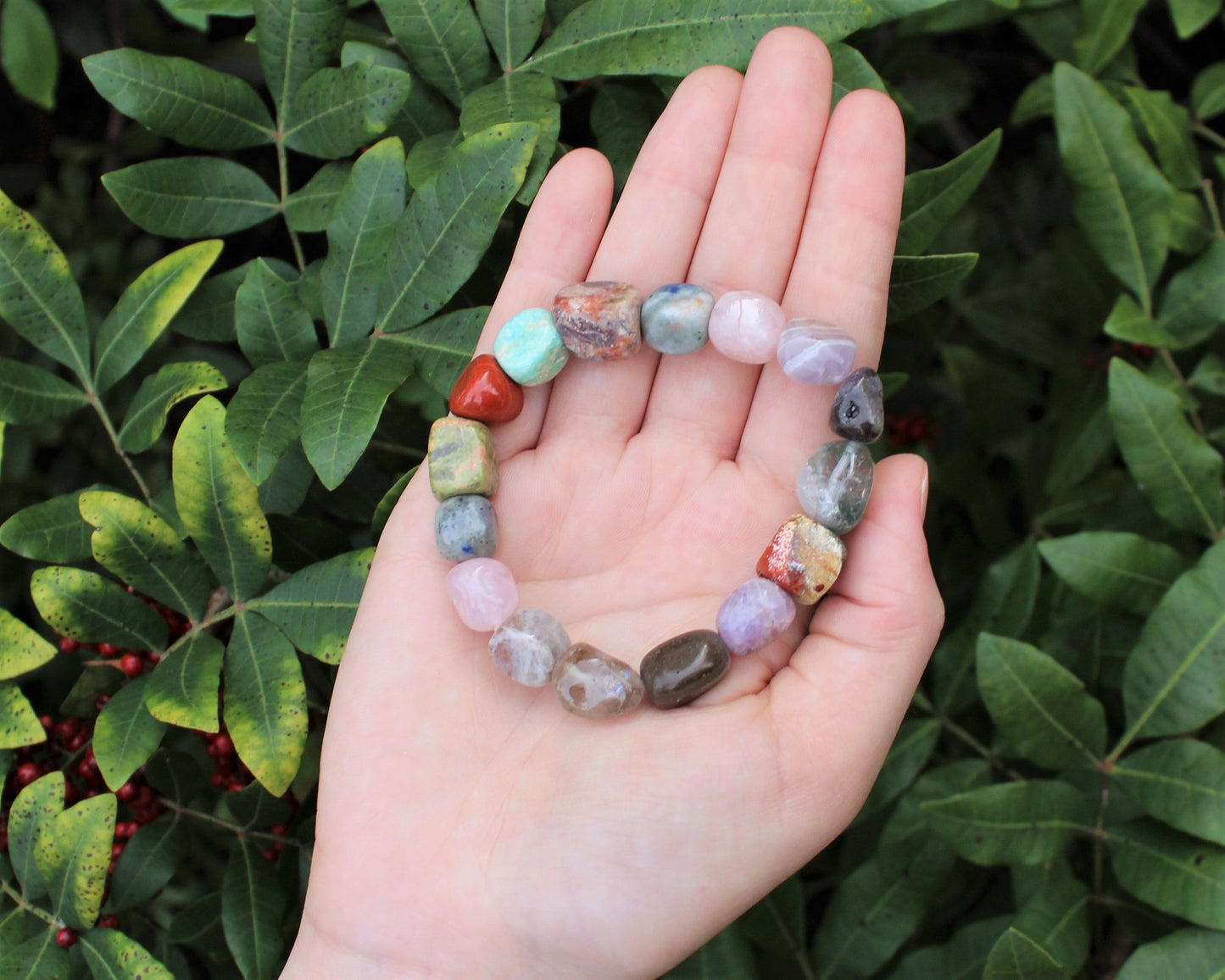 Assorted Mixed Tumbled Gemstone Bracelet