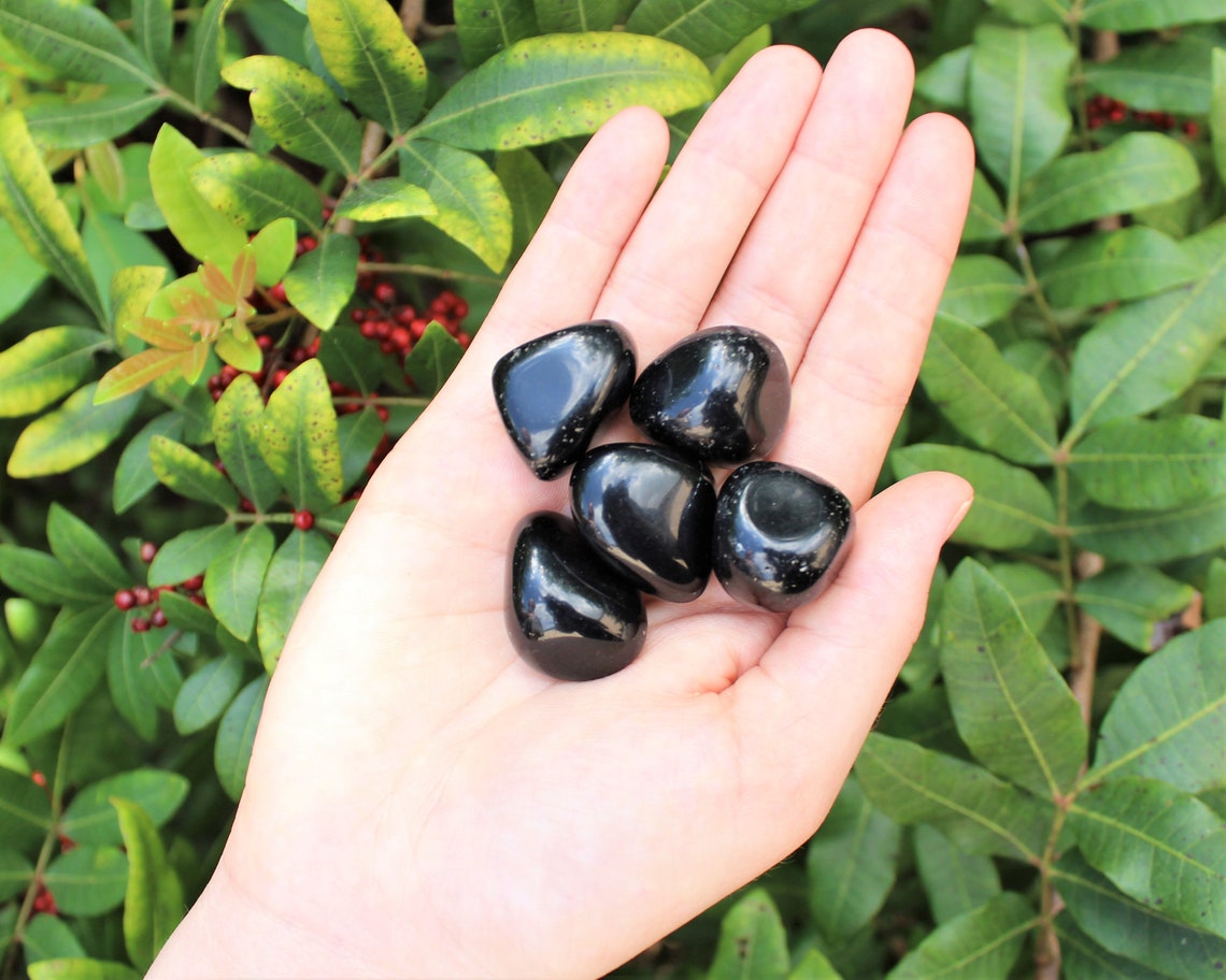 Dark Obsidian Tumbled Stones