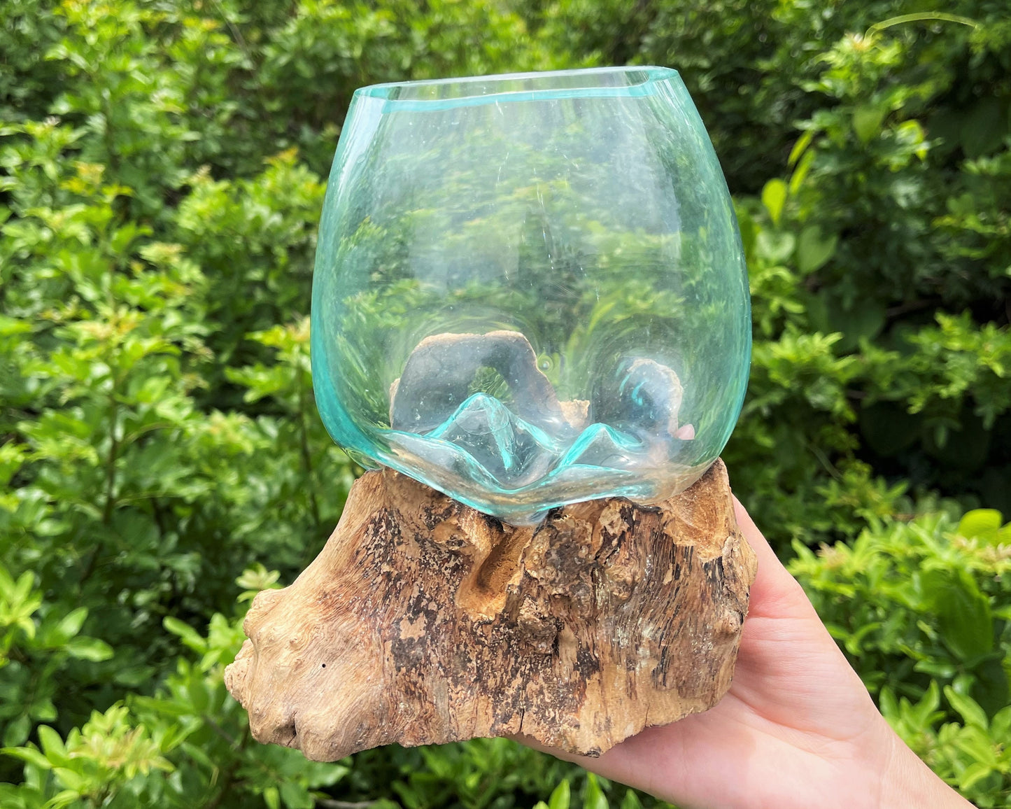 Blown Glass Wood Terrarium