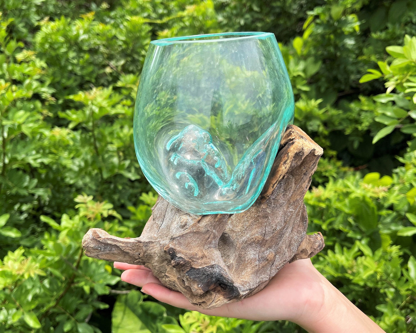 Blown Glass Wood Terrarium