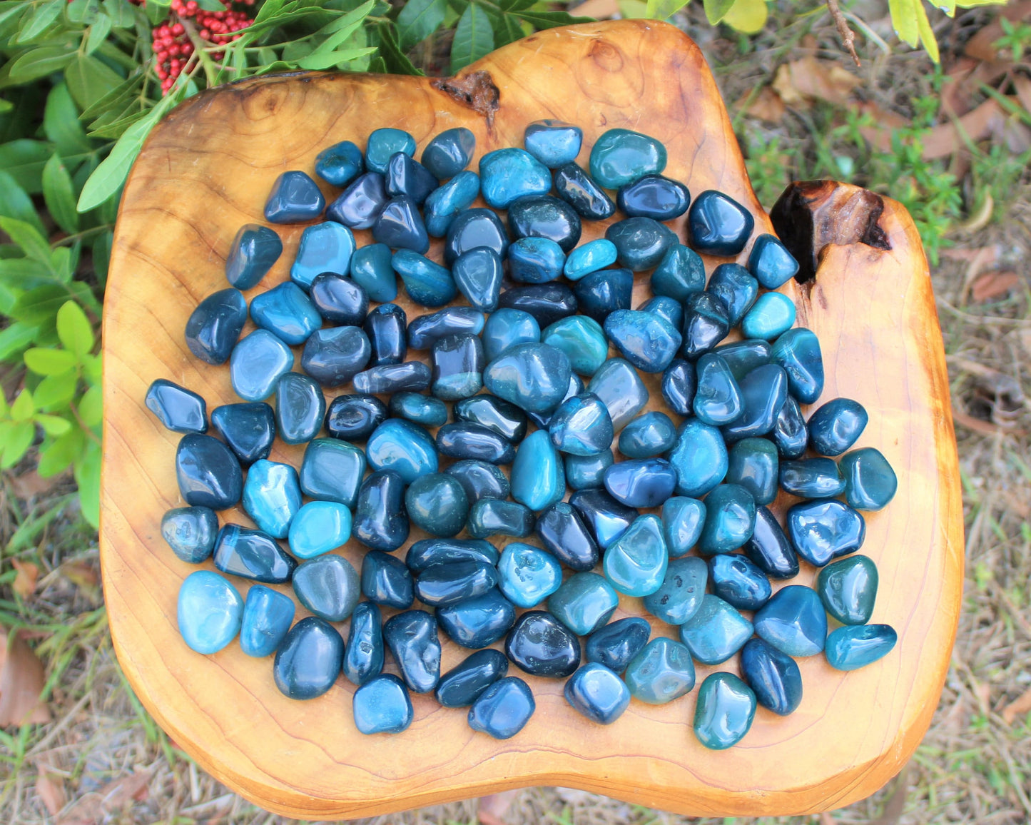 Teal Agate Assorted Tumbled Stones