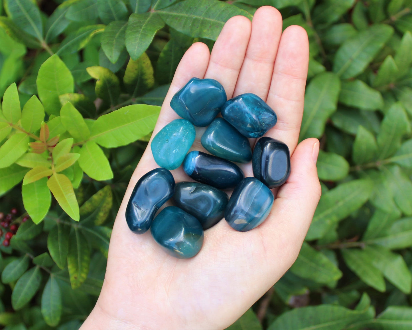 Teal Agate Assorted Tumbled Stones