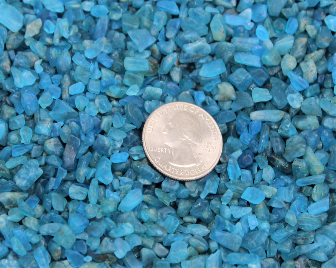 Blue Apatite Semi Tumbled Gemstone Mini Chips