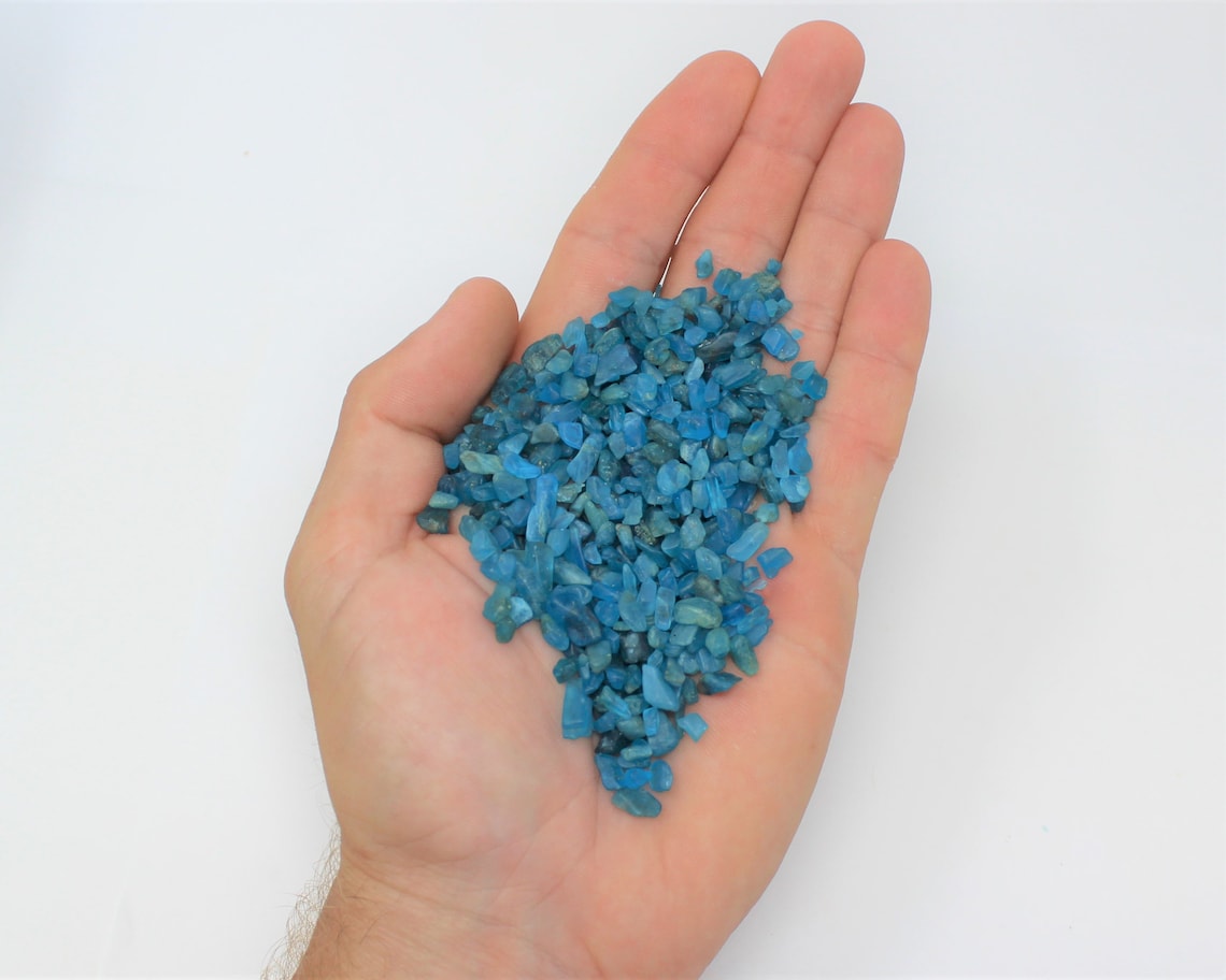 Blue Apatite Semi Tumbled Gemstone Mini Chips