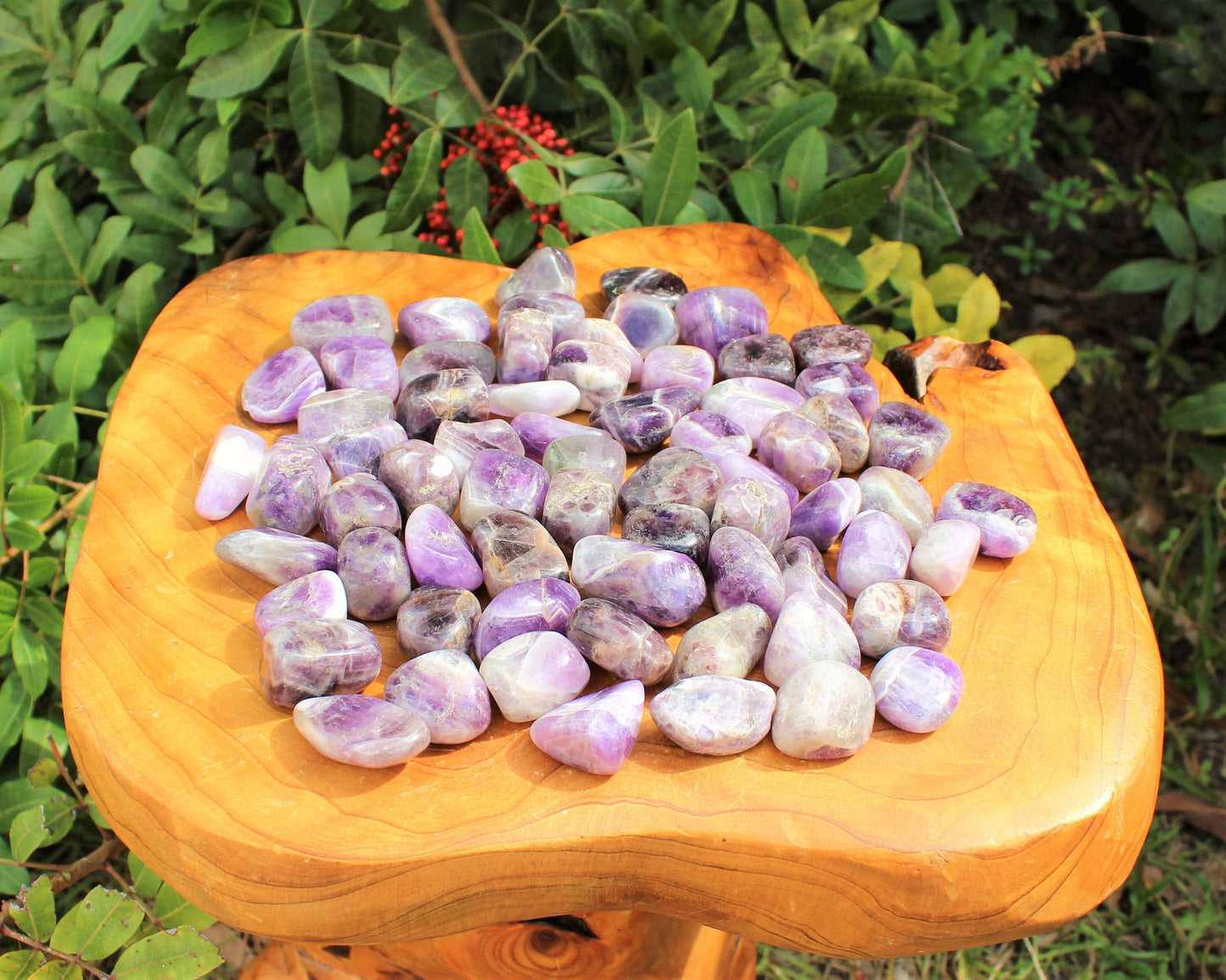 Chevron Amethyst Tumbled Stones