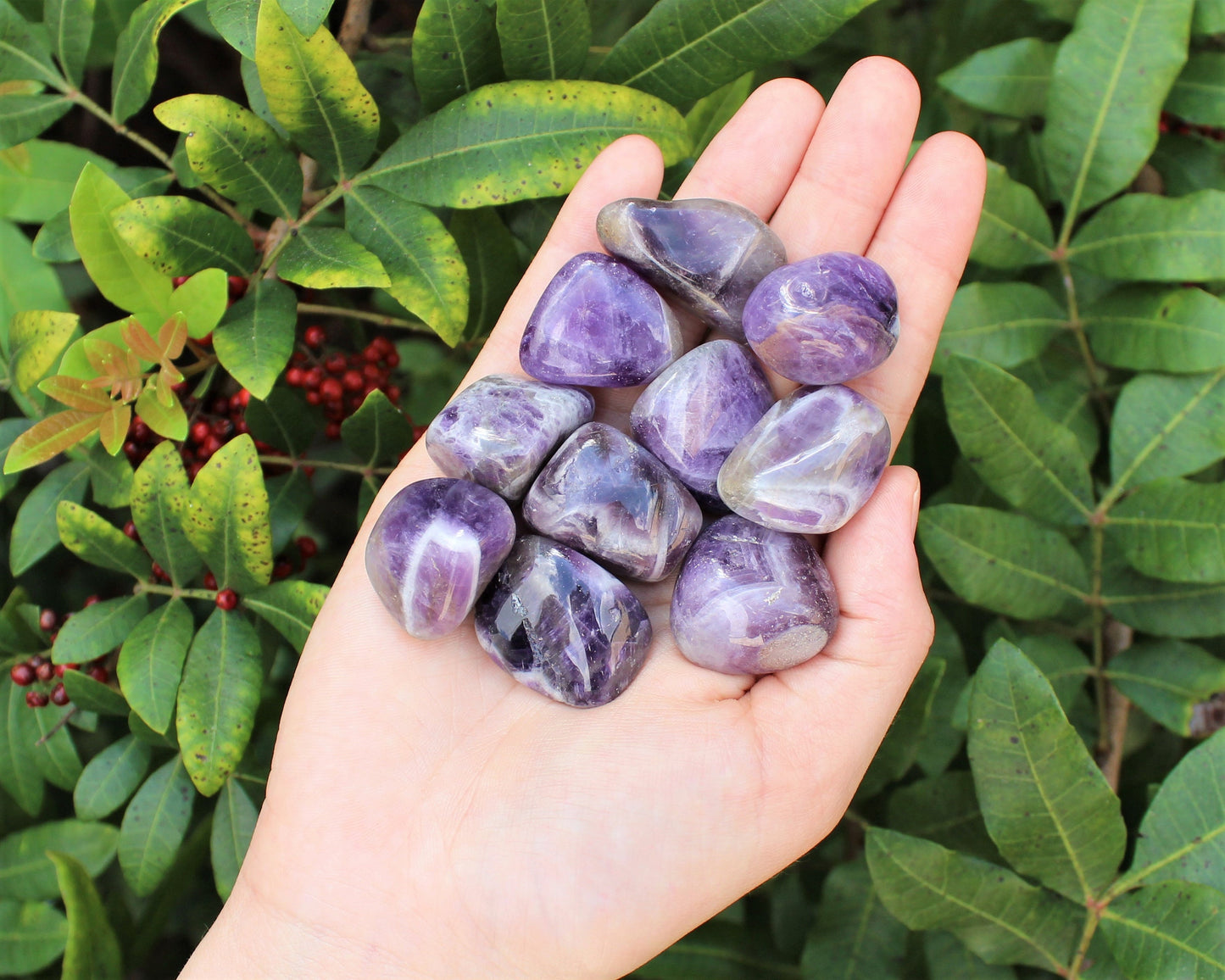 Chevron Amethyst Tumbled Stones