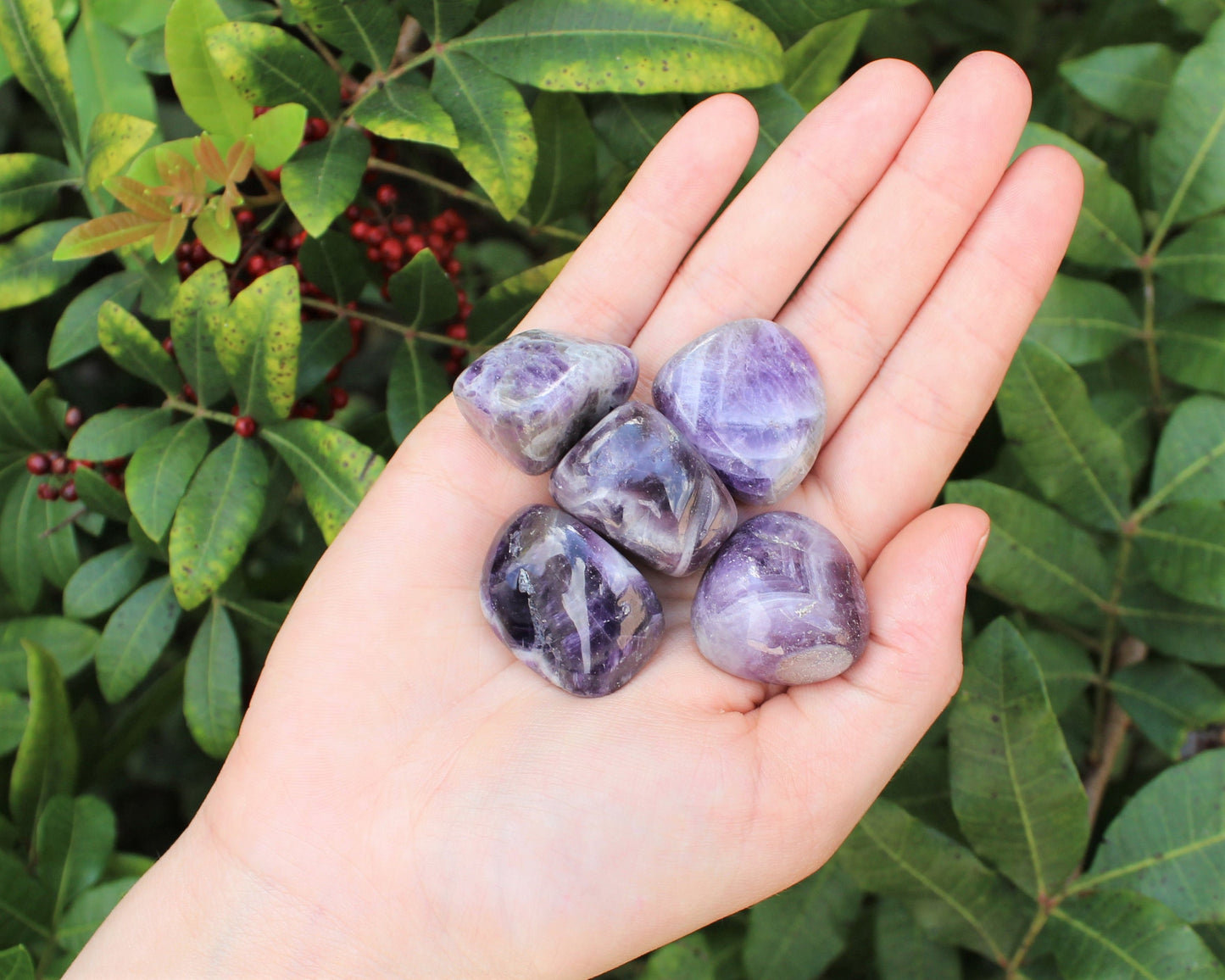 Chevron Amethyst Tumbled Stones