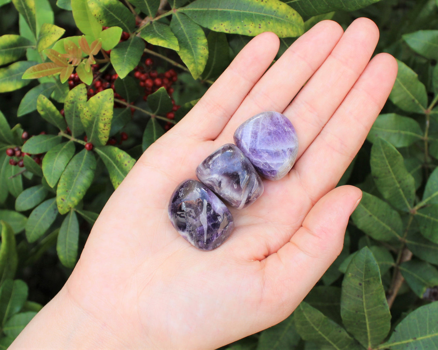 Chevron Amethyst Tumbled Stones