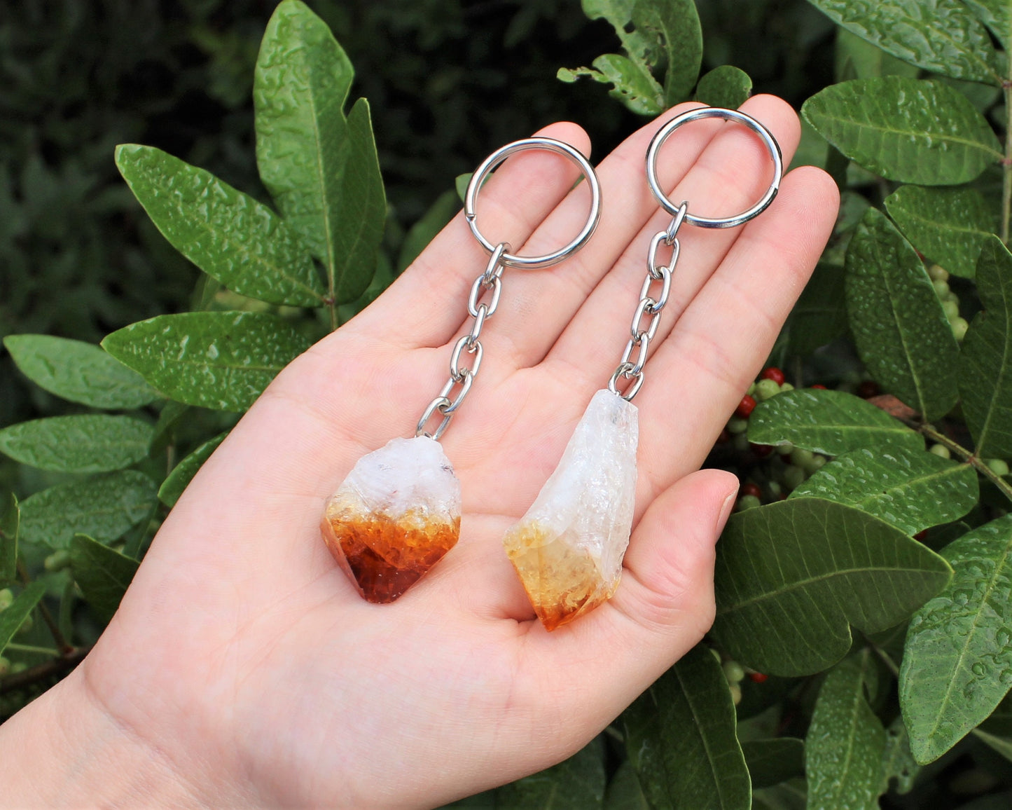 Citrine Crystal Point Keychain