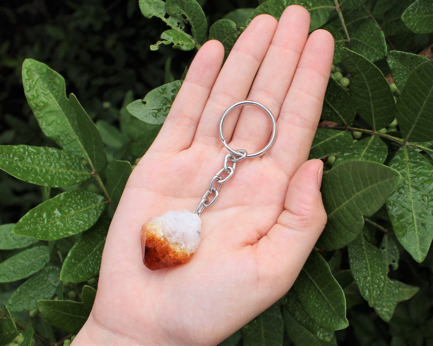 Citrine Crystal Point Keychain