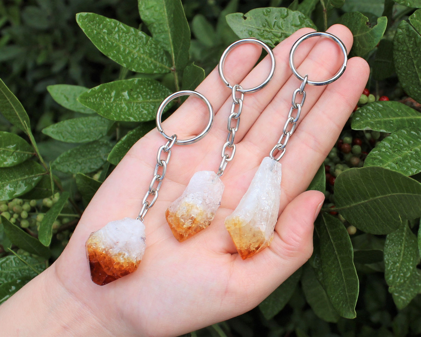 Citrine Crystal Point Keychain