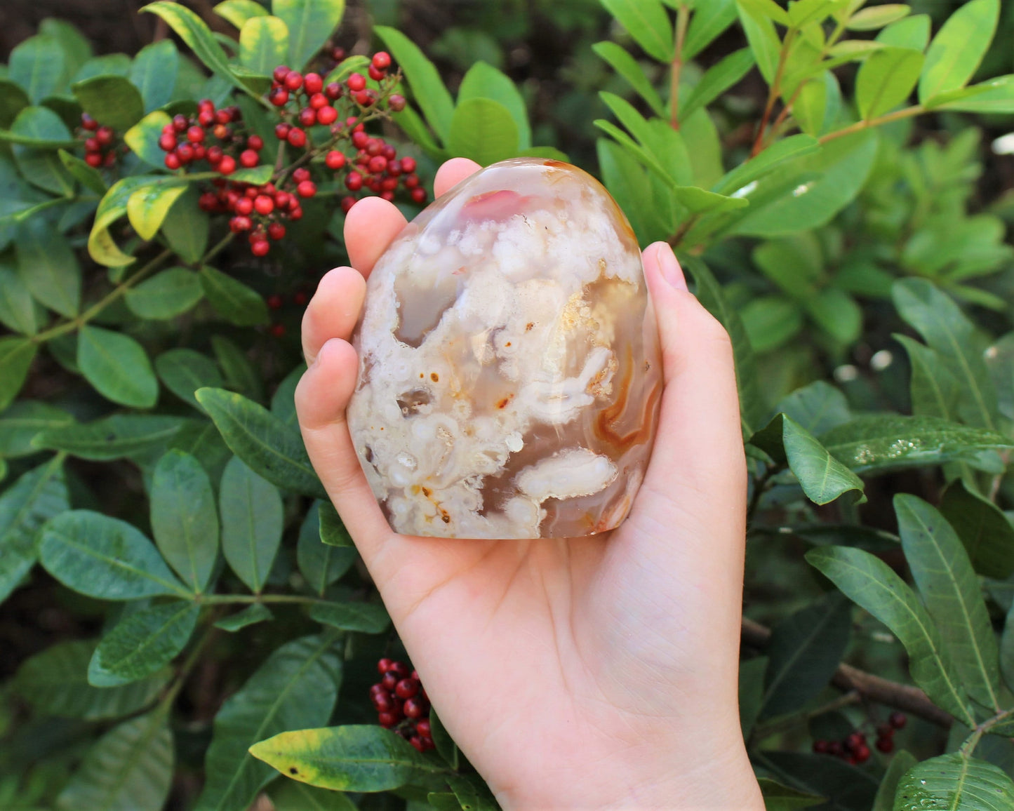 Freeform Polished Flower Agate Stone