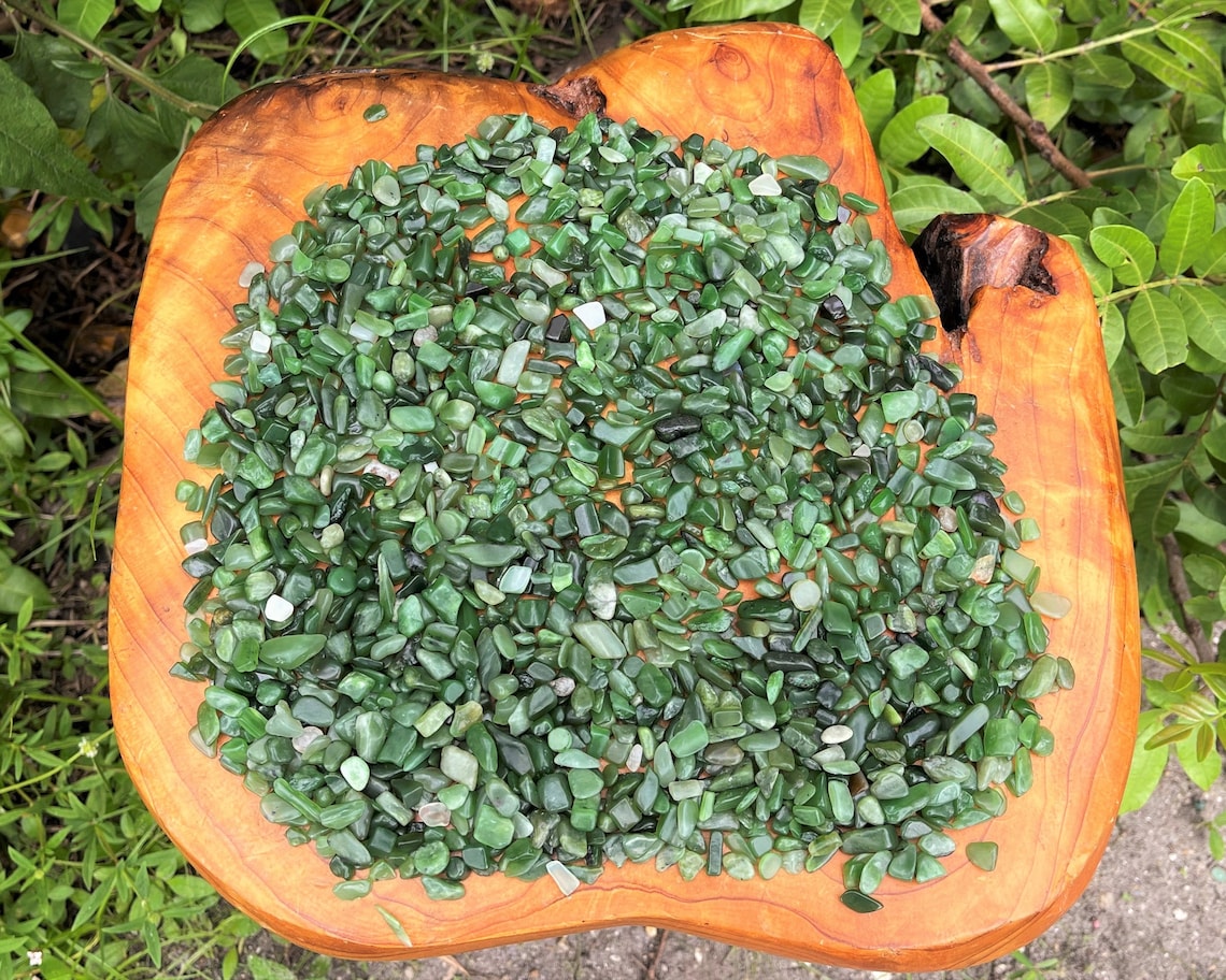 Jade Nephrite Semi Tumbled Gemstone Mini Chips