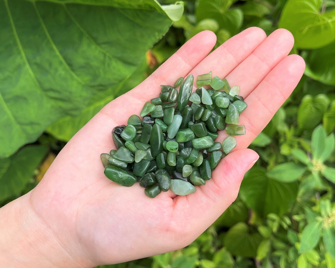 Jade Nephrite Semi Tumbled Gemstone Mini Chips