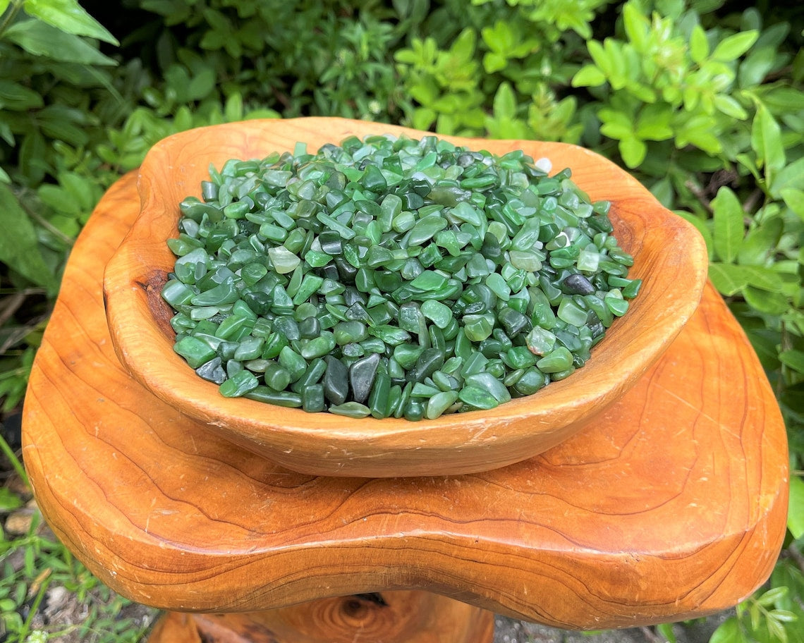 Jade Nephrite Semi Tumbled Gemstone Mini Chips