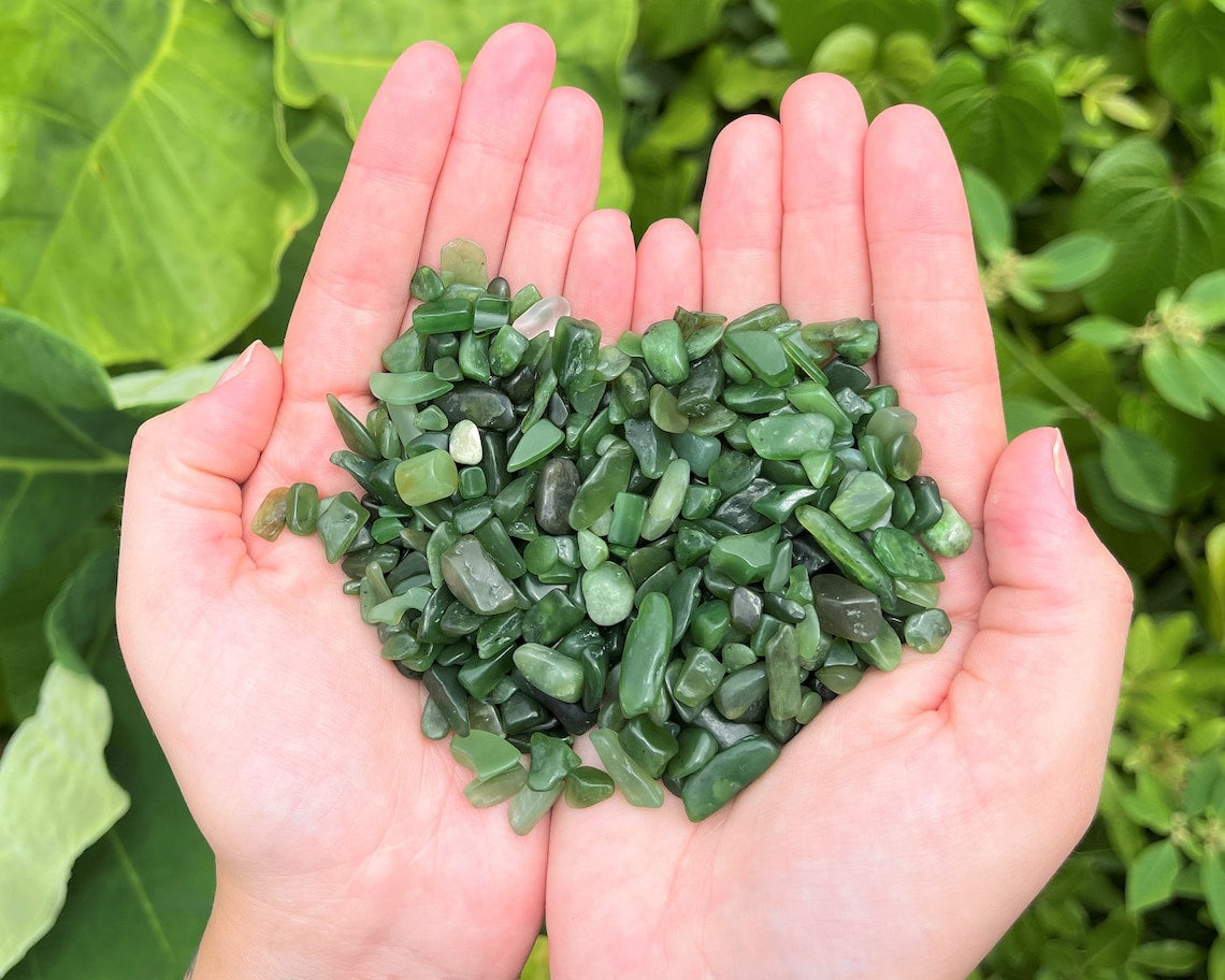 Jade Nephrite Semi Tumbled Gemstone Mini Chips