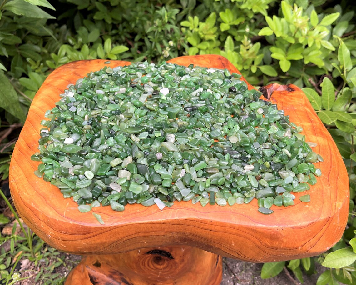 Jade Nephrite Semi Tumbled Gemstone Mini Chips