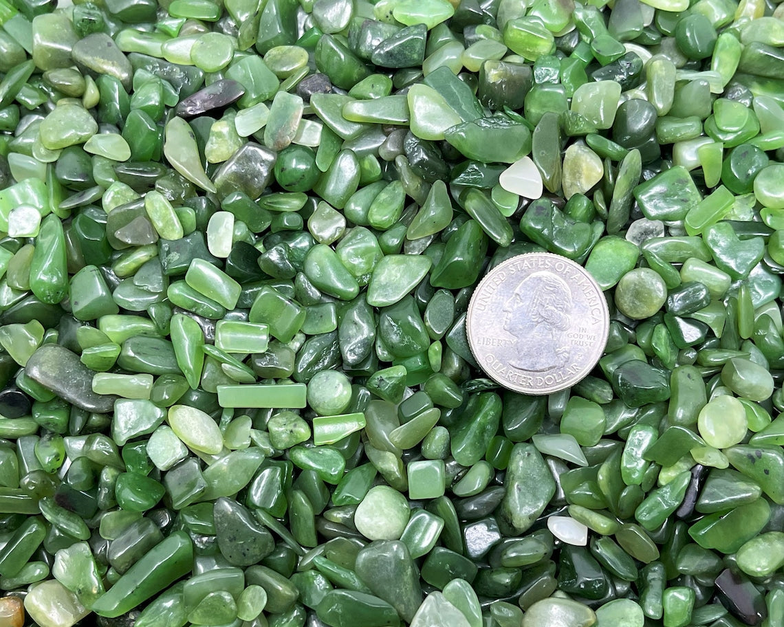 Jade Nephrite Semi Tumbled Gemstone Mini Chips