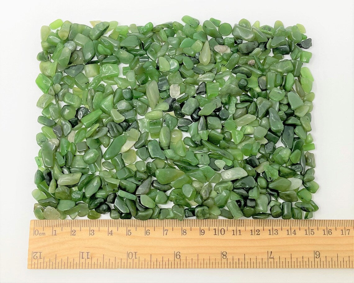 Jade Nephrite Semi Tumbled Gemstone Mini Chips