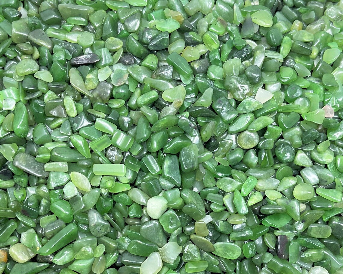 Jade Nephrite Semi Tumbled Gemstone Mini Chips