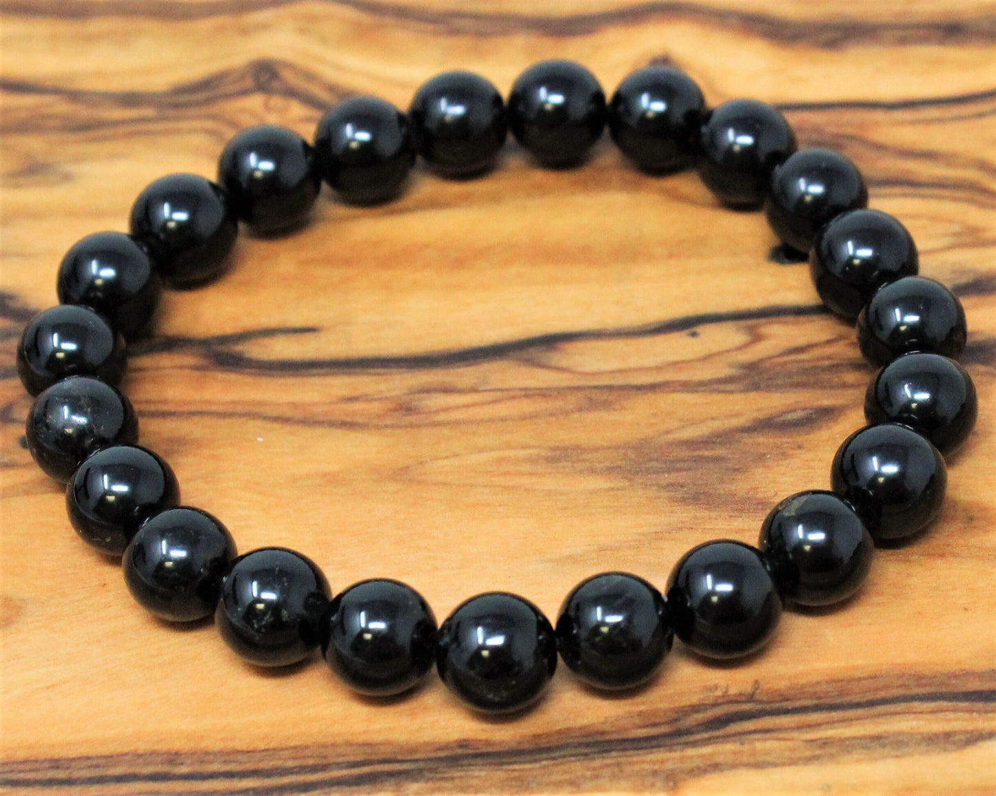 Jet Bead Bracelet Round Crystals