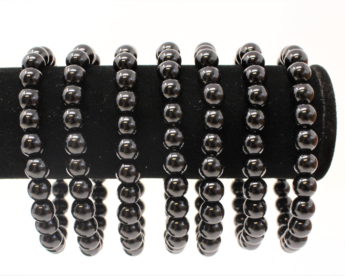 Jet Bead Bracelet Round Crystals