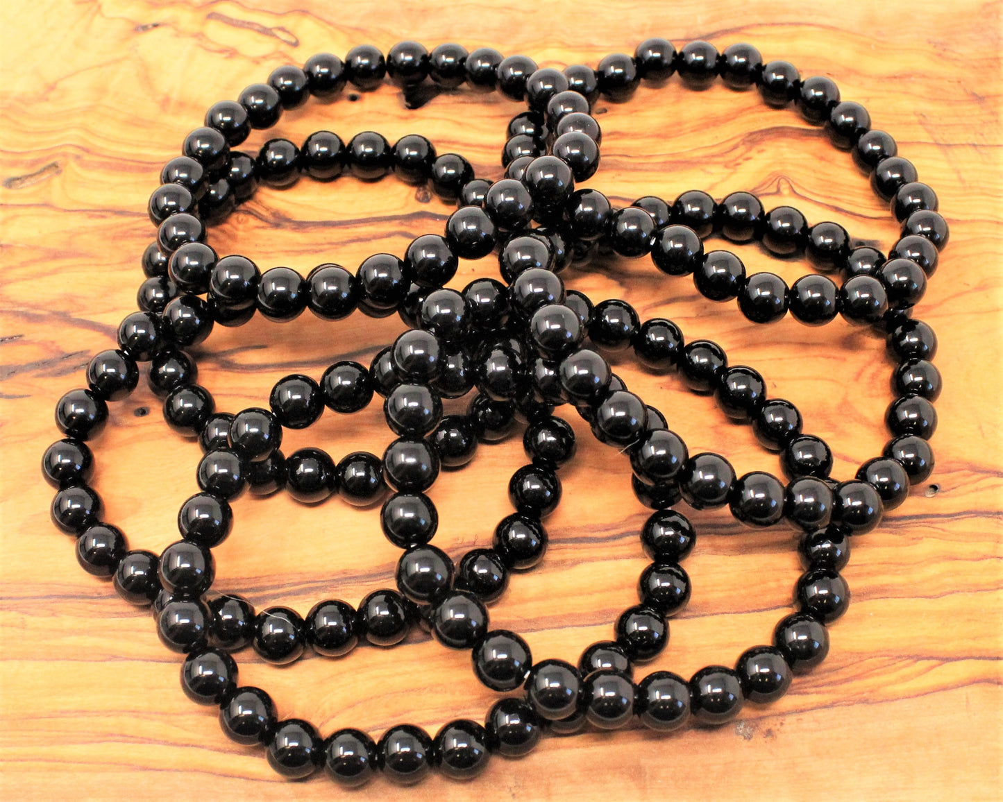 Jet Bead Bracelet Round Crystals